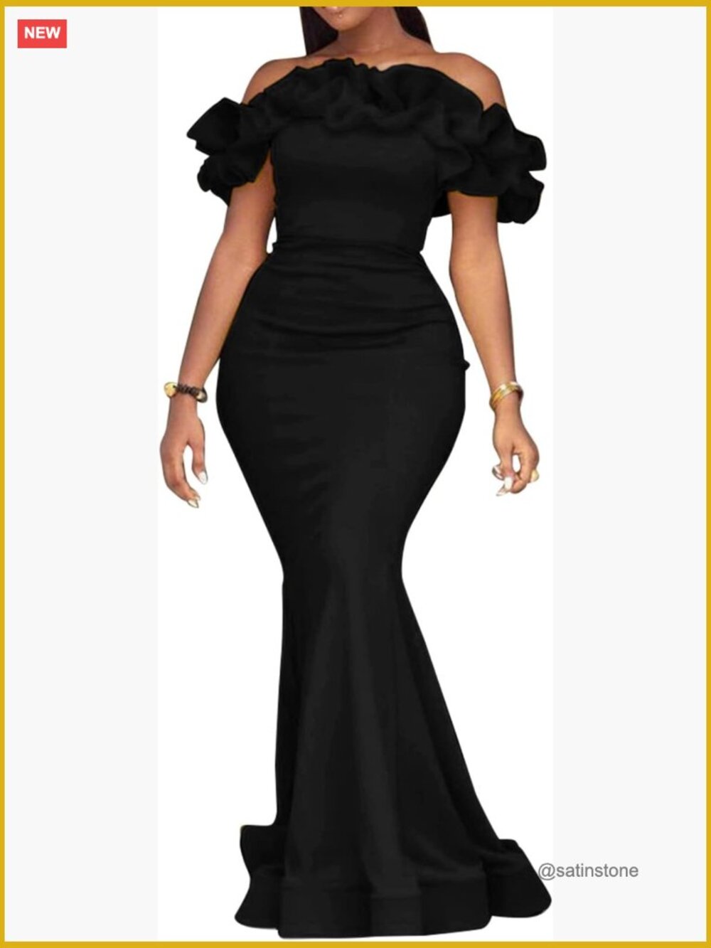 Off Shoulder Floor-Length Ruffles Mermaid Bodycon Party Evening Maxi Dress